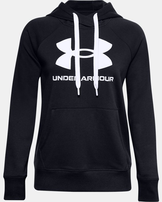 Sweat à capuche avec logo UA Rival Fleece pour femme, Black, pdpMainDesktop image number 6